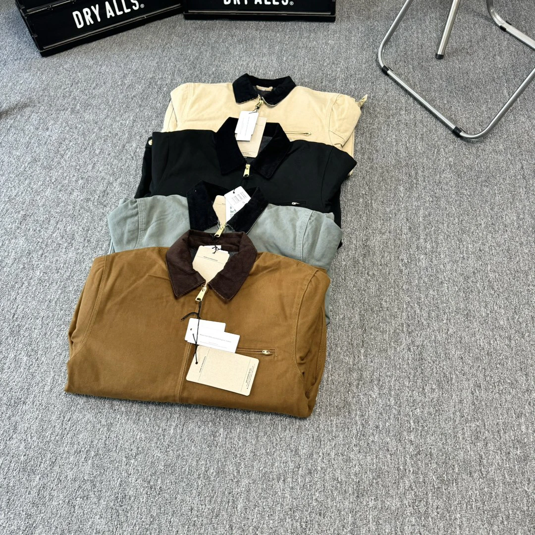 J01春秋纯色美式复古 毛毡 底特律帆布夹克工装外套