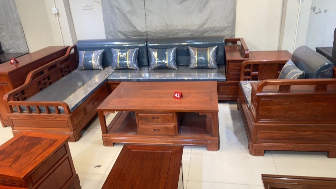 德御红木刺猬紫檀右贵妃沙发