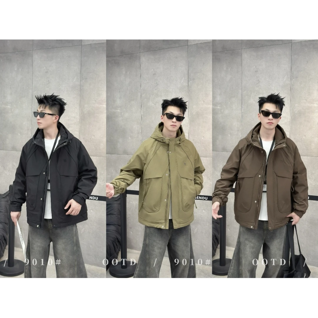 “AW”秋冬新款户外加厚工装棉服连帽结构.潮牌穿搭时尚休闲Z-9010