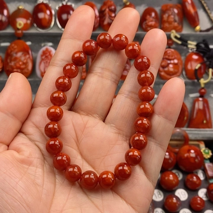 南红玛瑙手串未镶嵌雪*