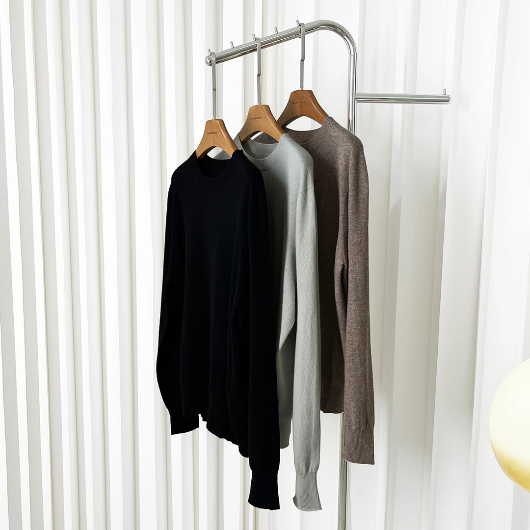 元厂元纱小禾冬季洋绒洋毛圆领套头无缝针织衫105