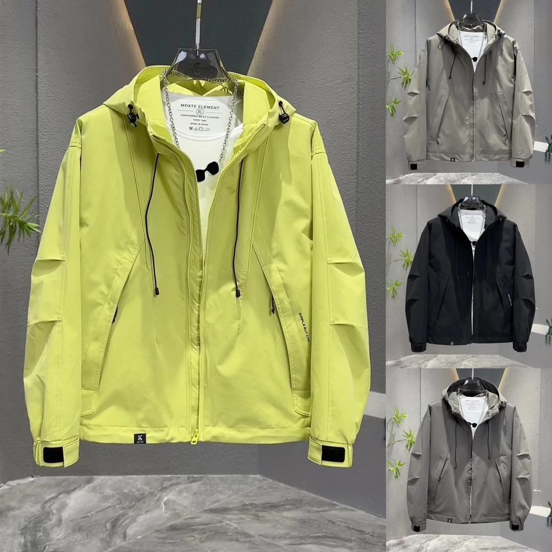 2025秋季新款时尚高级潮流连帽户外夹克男士简约宽松百搭休闲外套