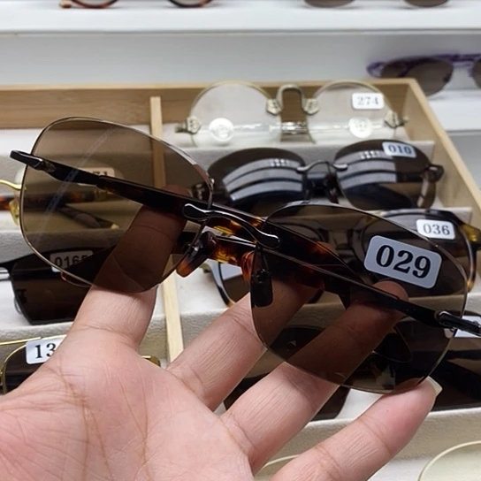 无框款纯天然石头水晶眼镜