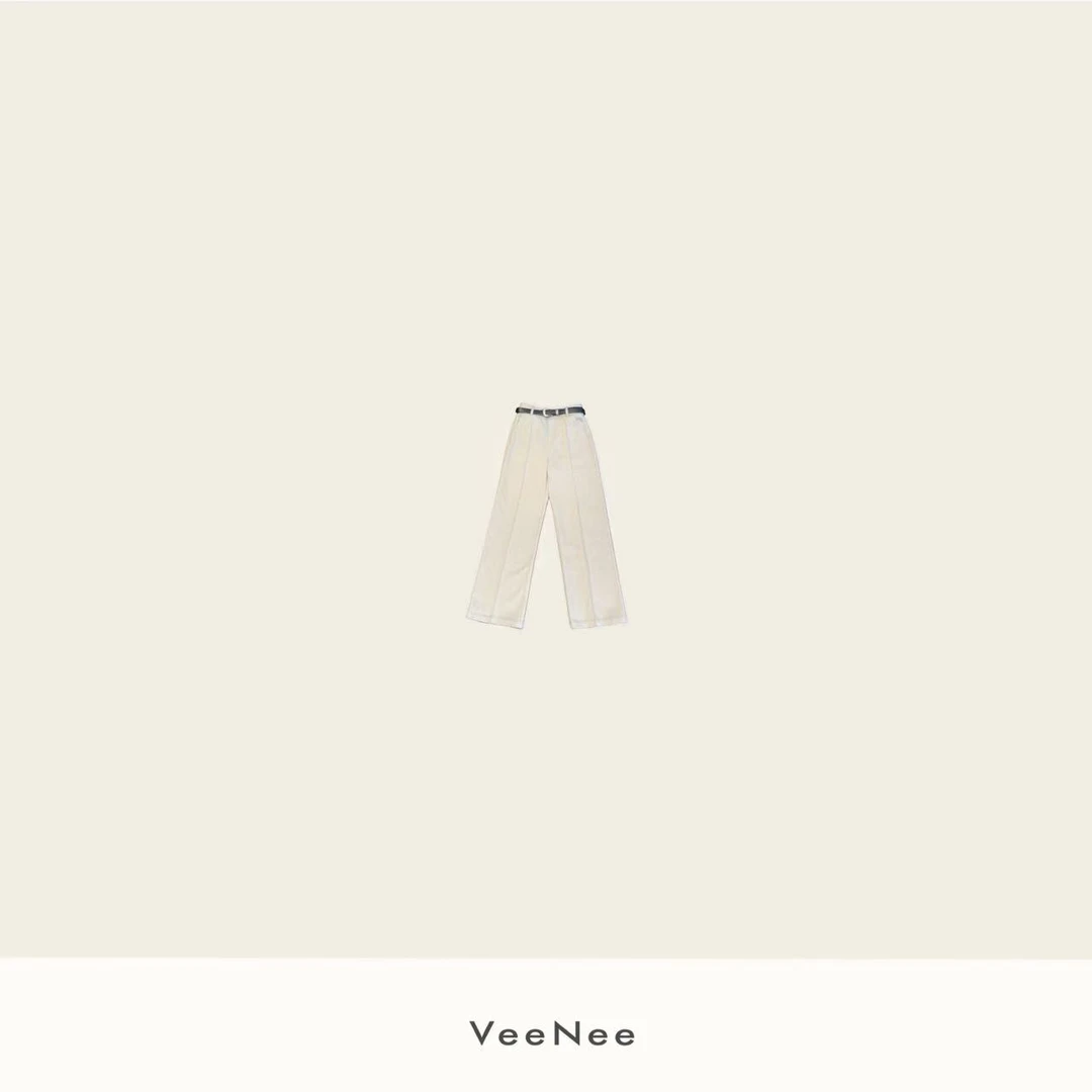 VeeNee•复古人字昵腰带直筒裤 VA5K011