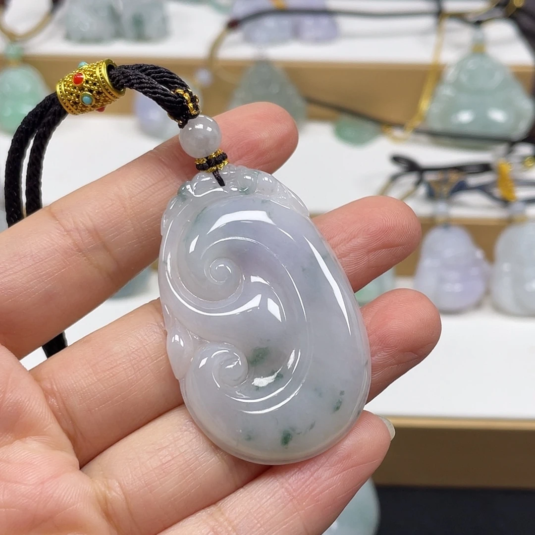 翡翠未镶嵌颈饰天然翡翠如意吊坠20号