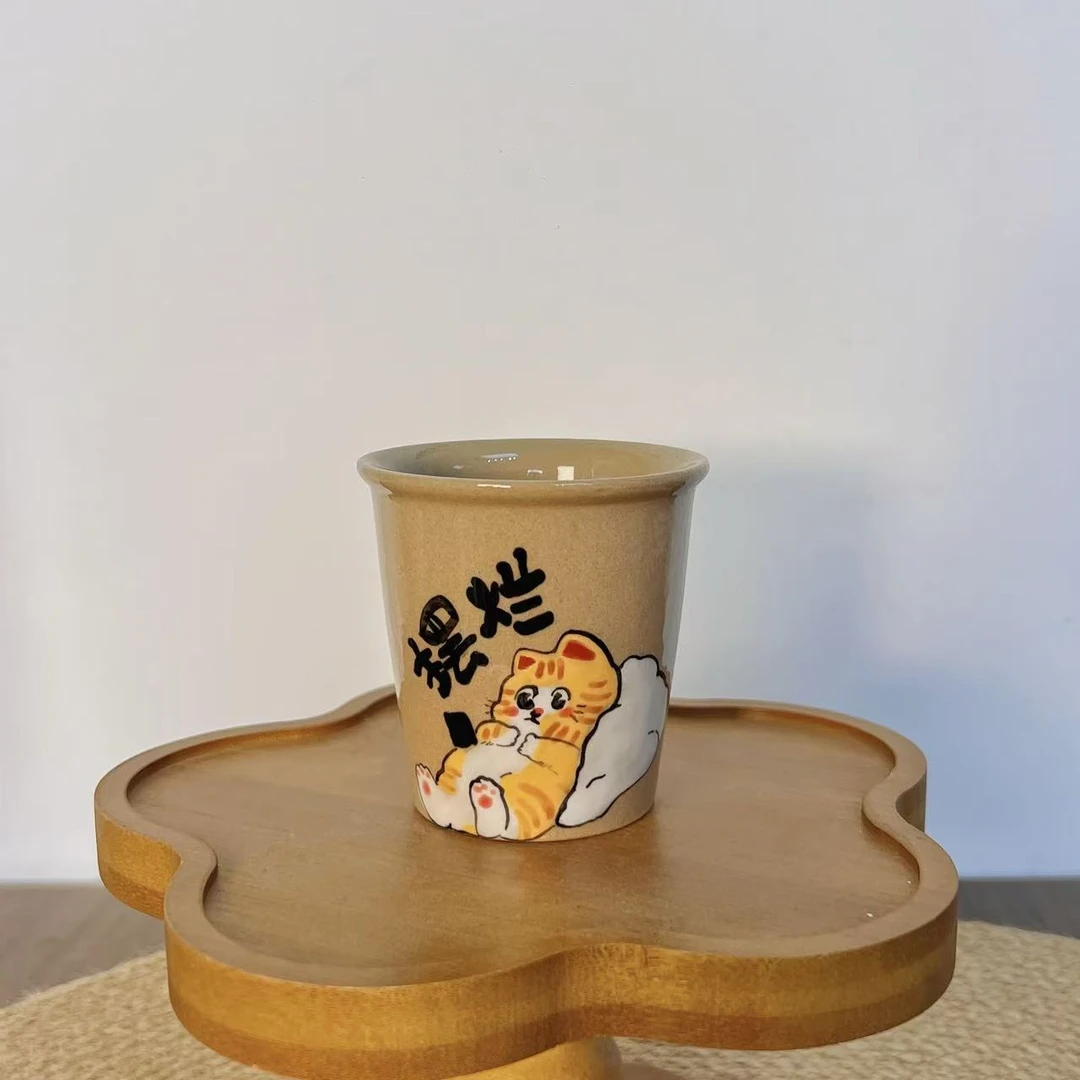 【直播-不带盒子】高温釉下彩小号可乐杯陶瓷杯166
