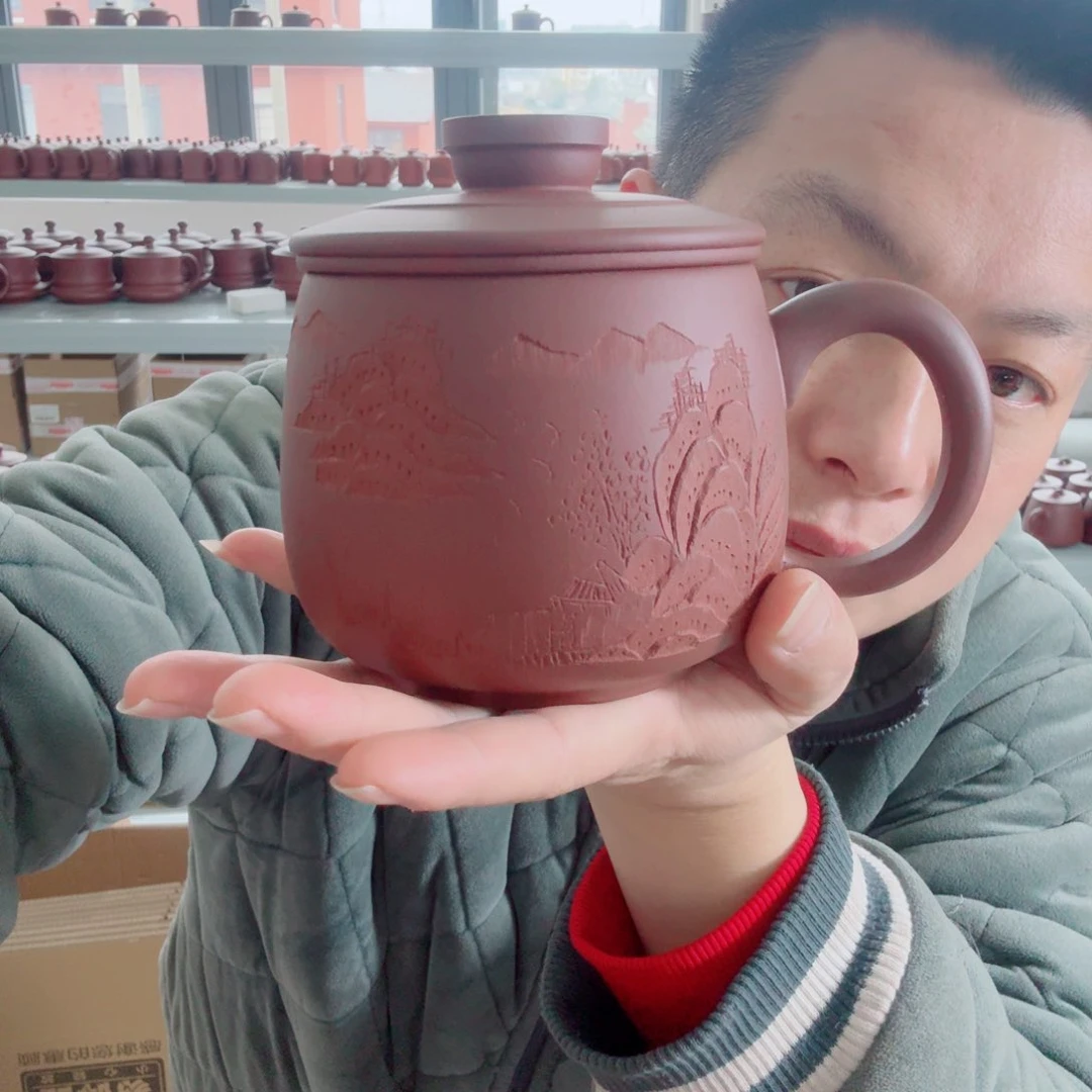 紫砂茶杯宜兴紫砂盖杯家用