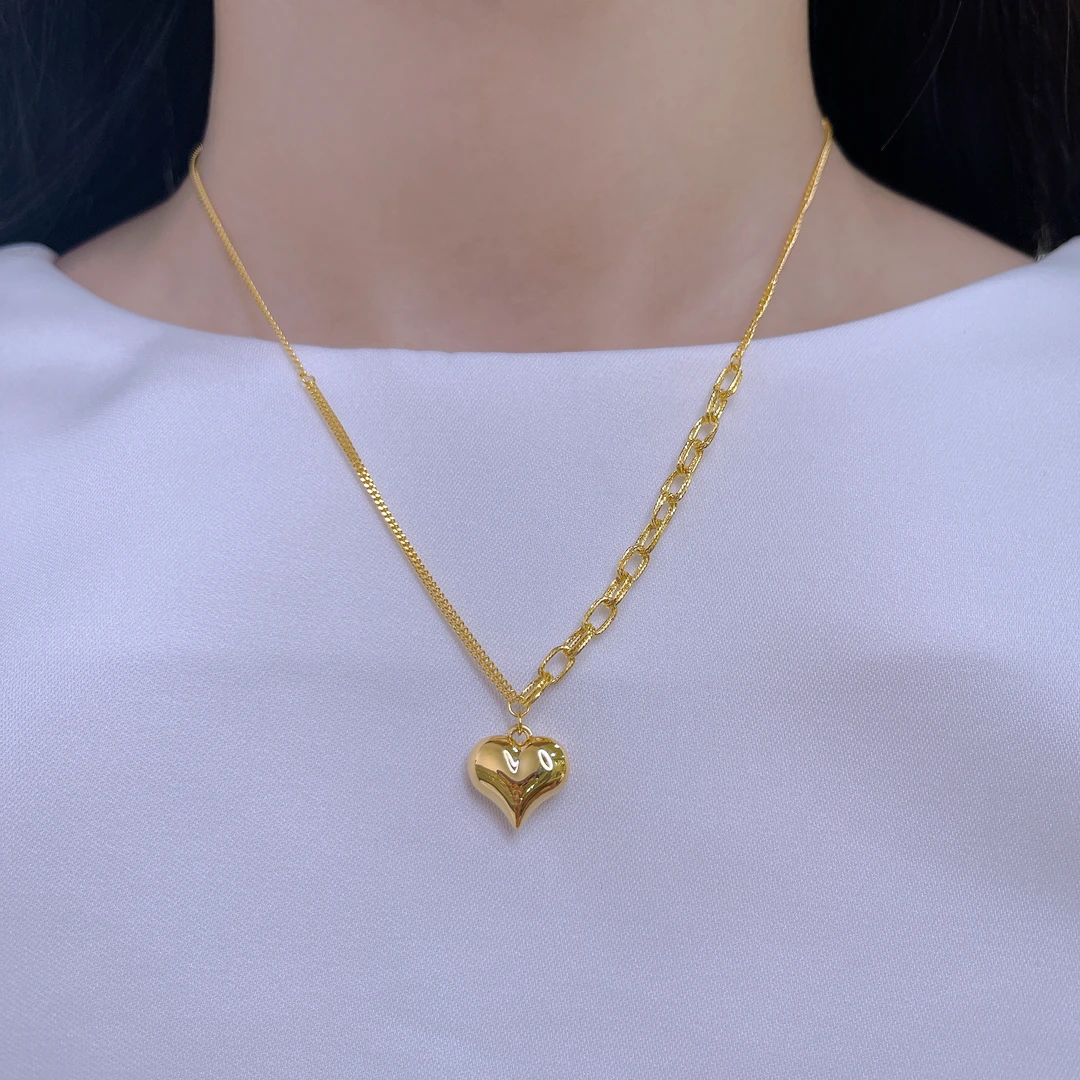 5G工艺足金999甜美爱心泡泡套链