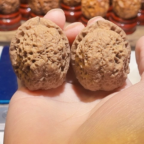 旁***者把件文玩核桃铁浮屠带彩44