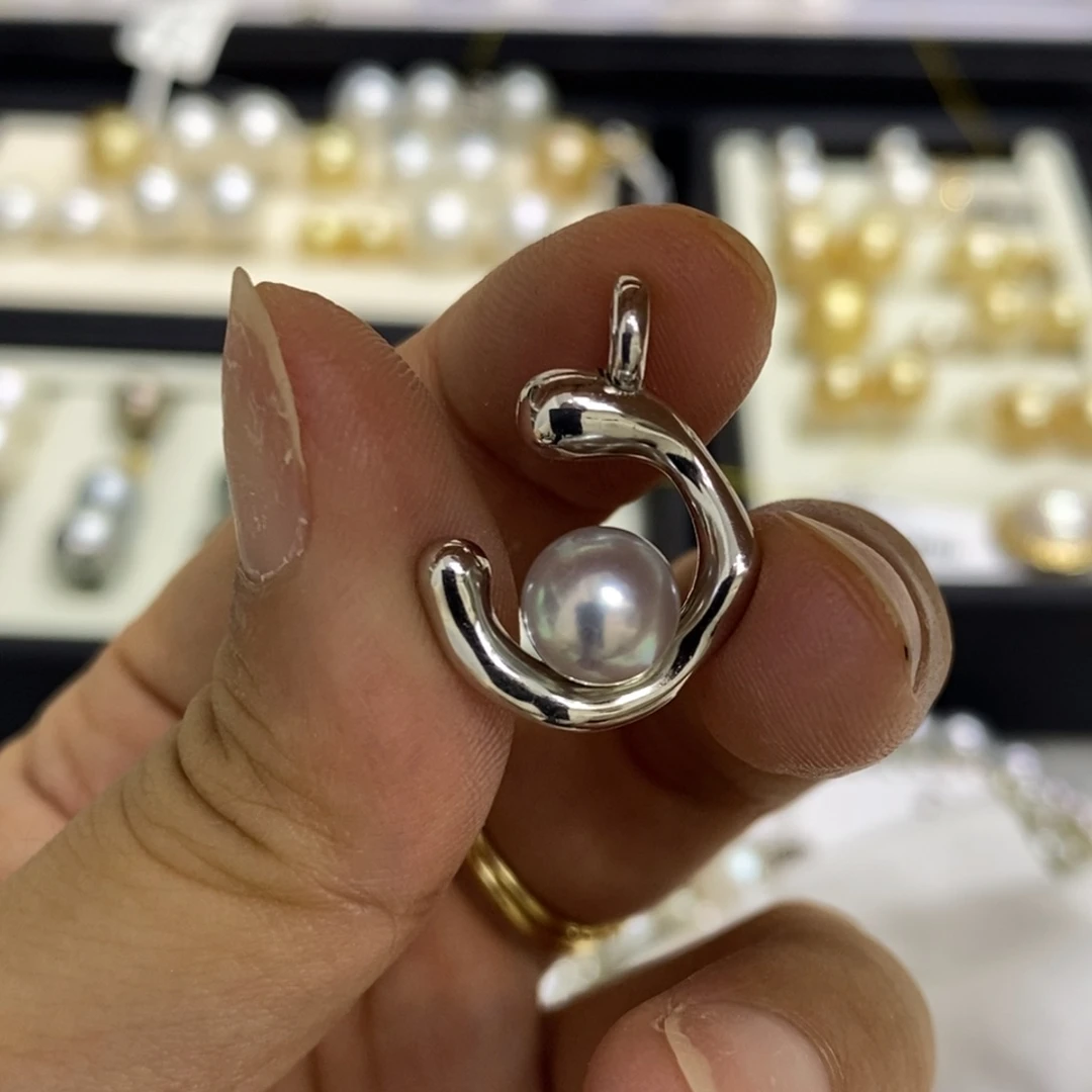 海水珍珠银S925镶嵌吊坠(不含链)