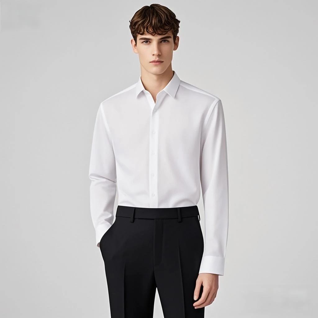 全棉鲁泰200支4股秋季长袖高档男士DP免烫可机洗商务男士衬衣