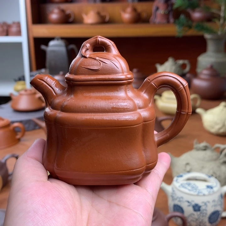 ┢****茶壶紫砂半手工朱泥容量160