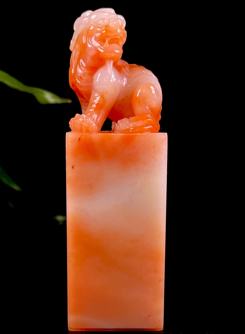 结晶三彩善伯石瑞兽呈祥印章 重191.1克 尺寸3.1/3.1/9.9cm