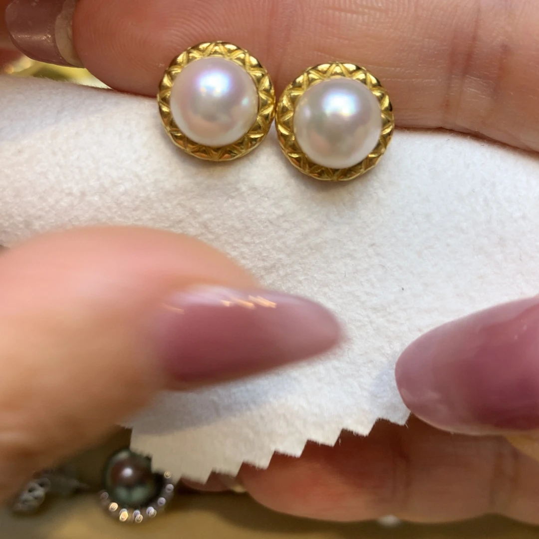 银S925镶嵌耳饰海水珍珠