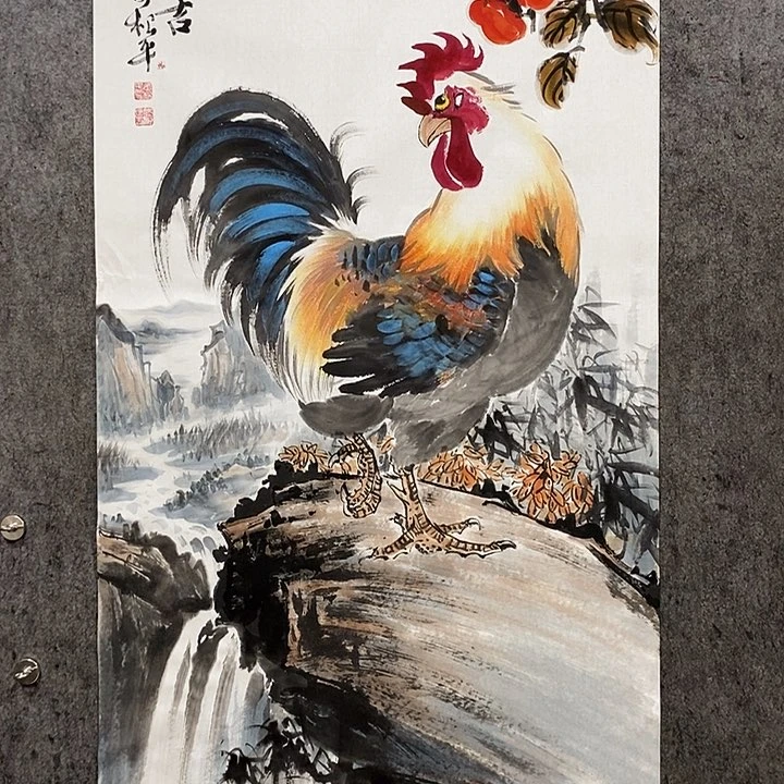 国画青***1手绘国画大公鸡