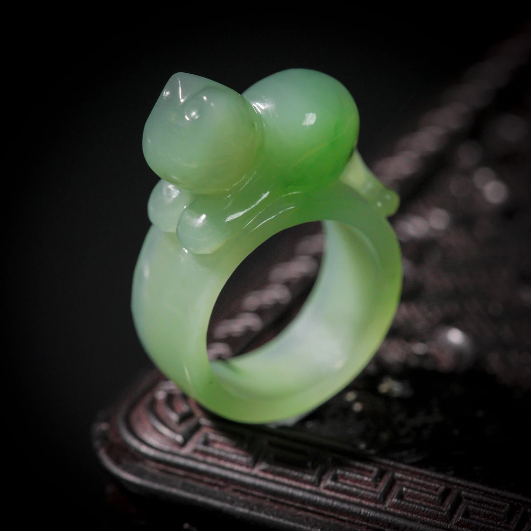 【诗蓉】喵小姐·高定和田玉老料个性招财猫指环时尚AJ0683条宽9.6*3