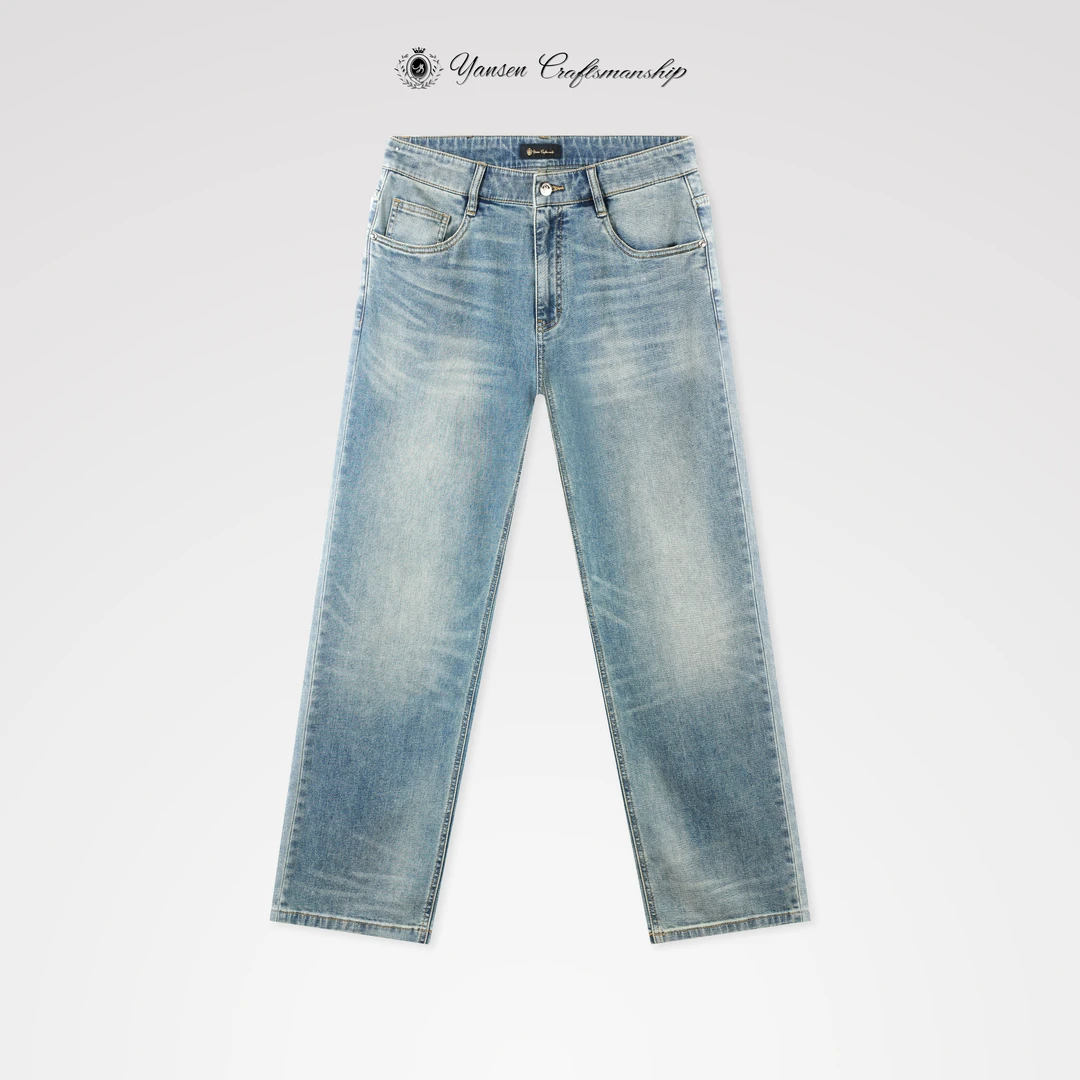 【黑标系列】复古做旧时髦水洗直筒牛仔裤长裤 YS059