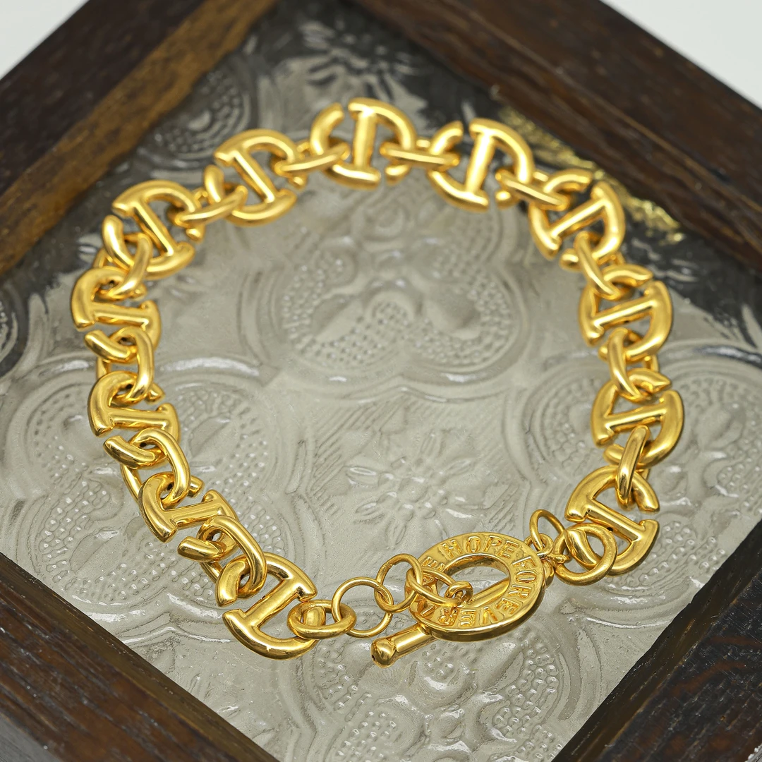 足金999黄金复古手链潮流轻奢做旧情侣百搭时尚链子