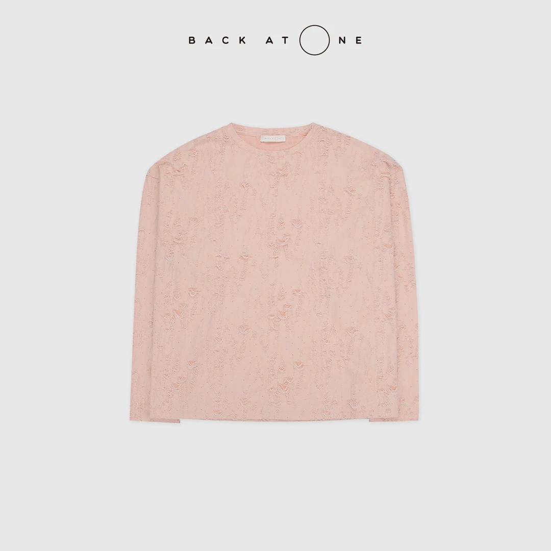 BACKATONE“丝柔闪烁” 时髦宽松肌理感烫钻套头上衣 BFS-1BB091B-K