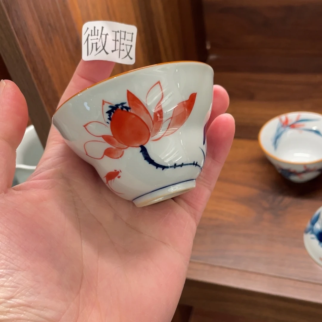 釉下手绘茶具微瑕