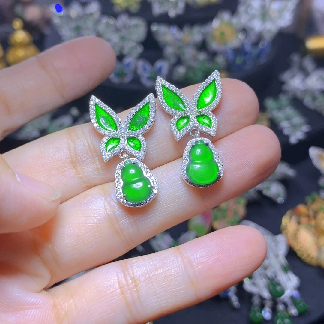 翡翠银S925镶嵌吊坠(不含链)天然翡翠