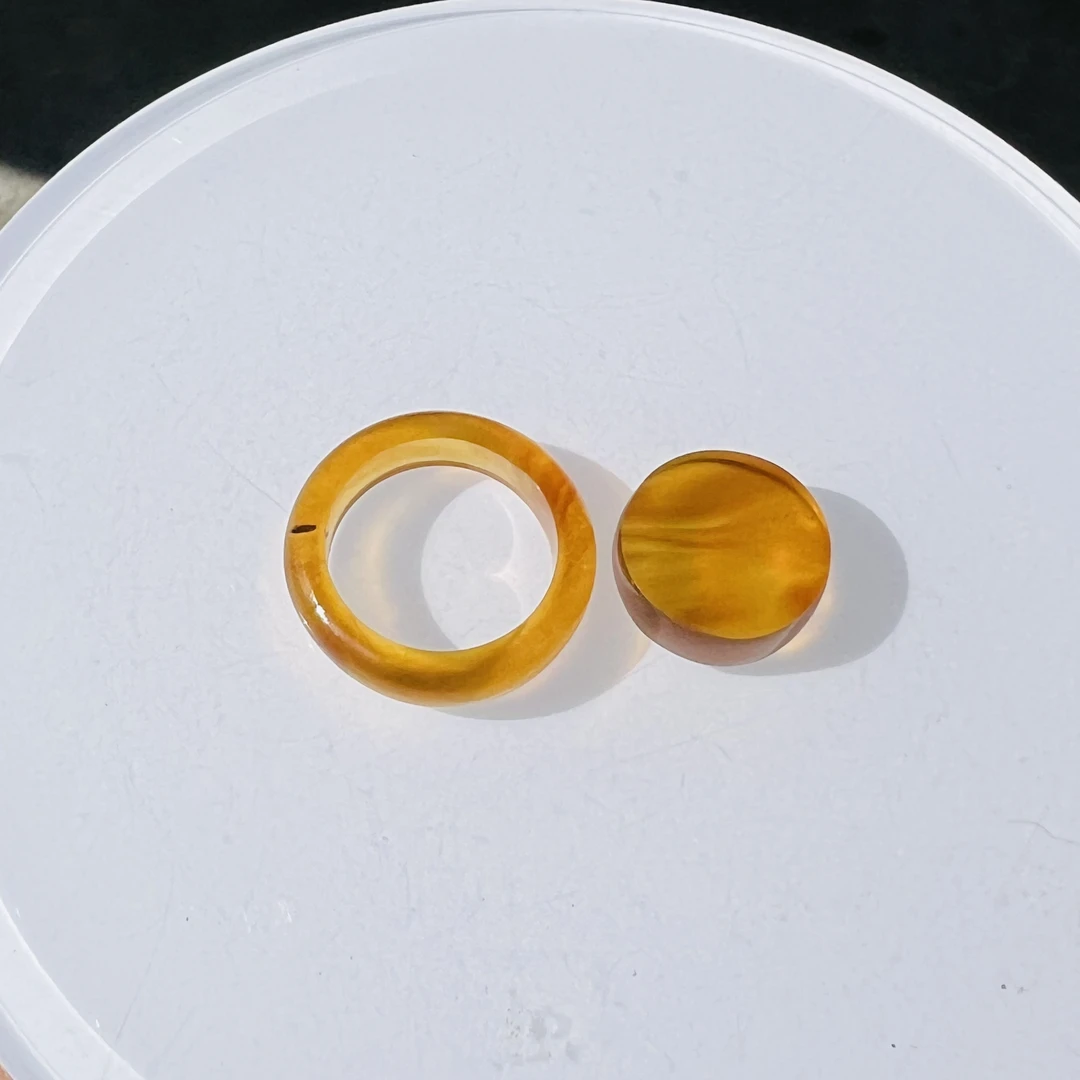 天然缅甸琥珀戒圈手工时尚精美气质简约圈圈戒指