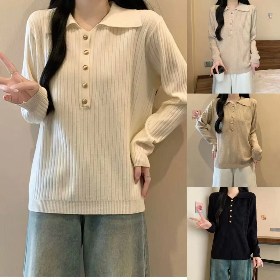 微胖大码女装小香风洋气胖MM翻领套头柔软针织衫遮肉显瘦上衣