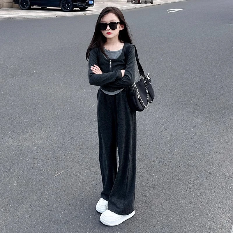 女童春季新款洋气时髦两件套2025女孩春秋童装休闲针织套装中大童
