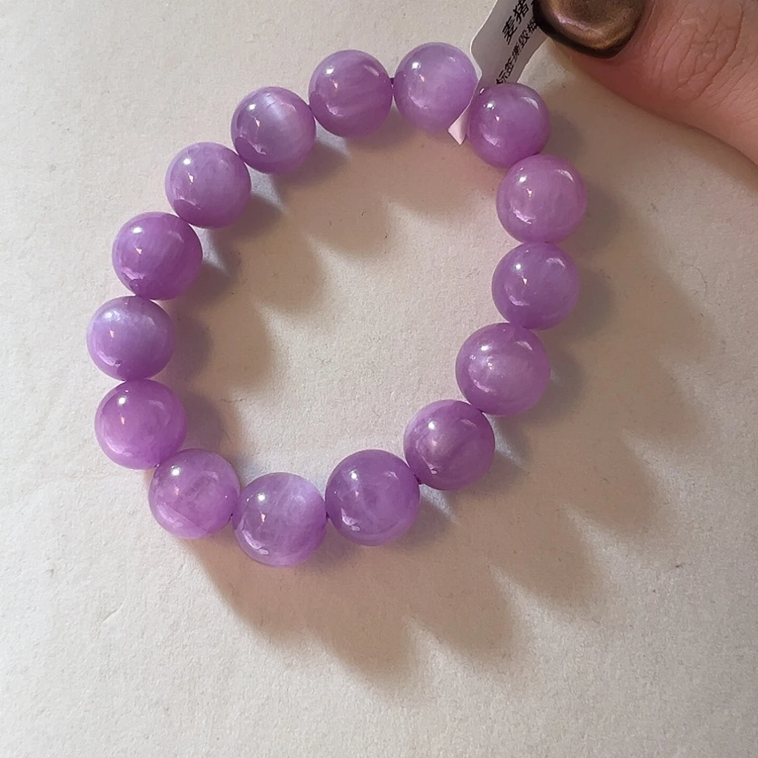 锂辉石手串未镶嵌13咪冰糯猫眼紫锂辉A+级别手串