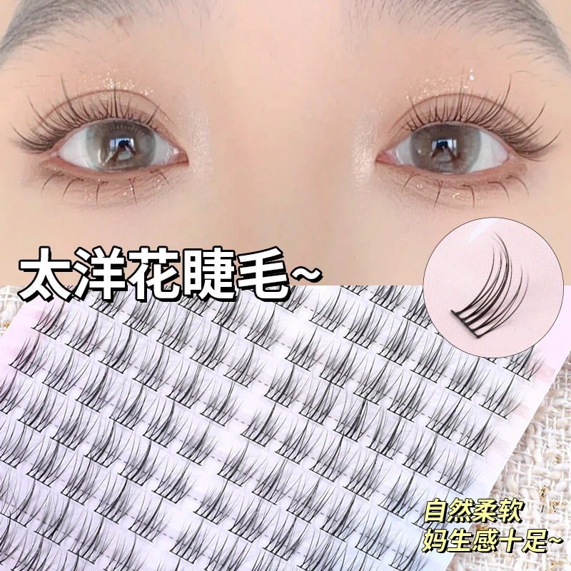 太阳花花假睫毛新手单簇漫画细梗小分恶魔睫毛自然日常已剪好