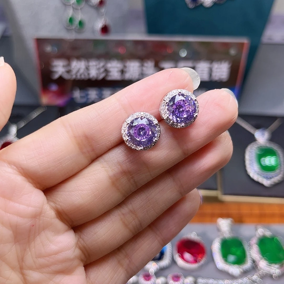 耳饰蓝宝石银S925镶嵌d 67