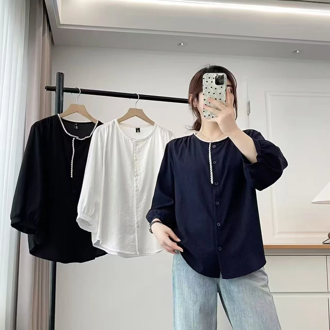 2025年早秋新款女时尚百搭休闲七分袖衬衫高级感穿搭漂亮上衣954