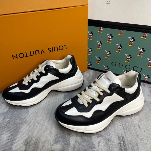99新 GUCCI/古驰 黑白熊猫配色增高老爹运动鞋欧41.5/99新