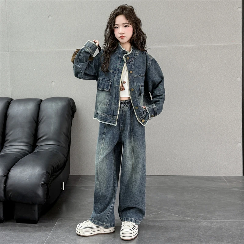 女童秋季牛仔套装2025新款中大童6-12岁儿童洋气时尚女孩时髦童装