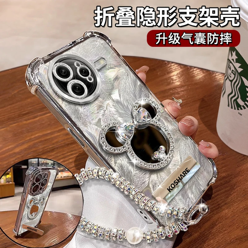 适用于【红米K80PRO】四角防摔米奇镜子隐形支架功能防摔