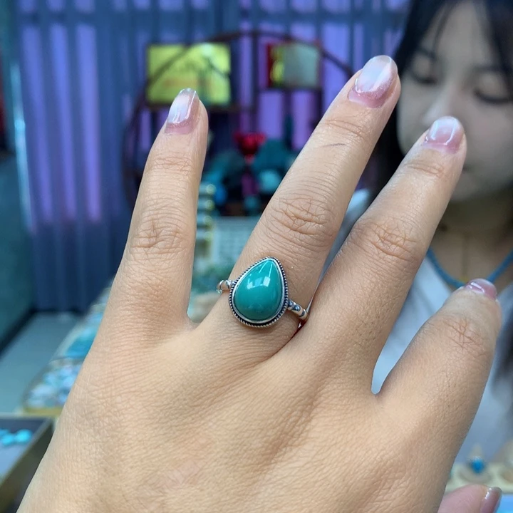 银S925镶嵌绿松石戒指
