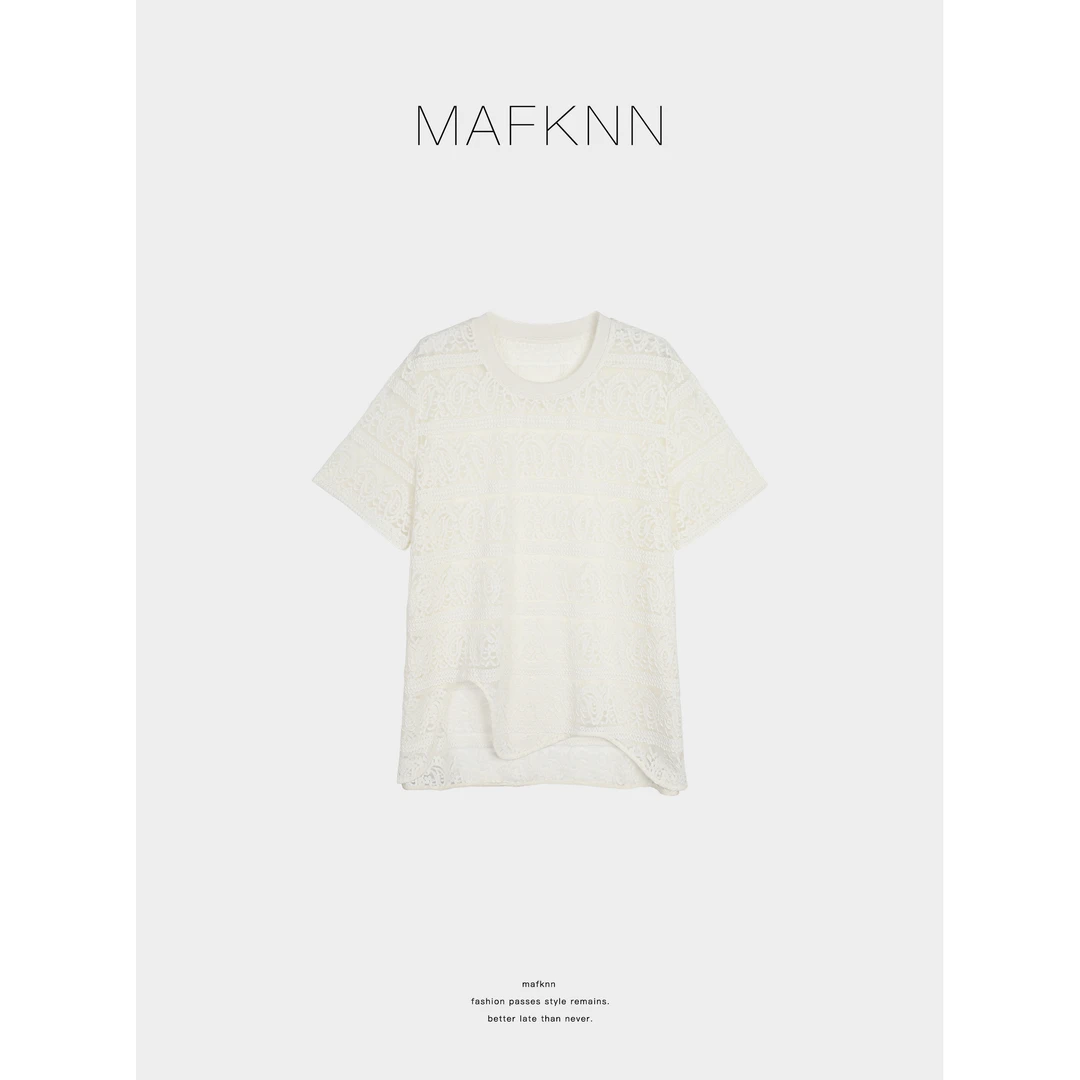 MAFKNN/玛肯时尚休闲简约纯色百搭夏季不规则小衫T恤上衣MK12841