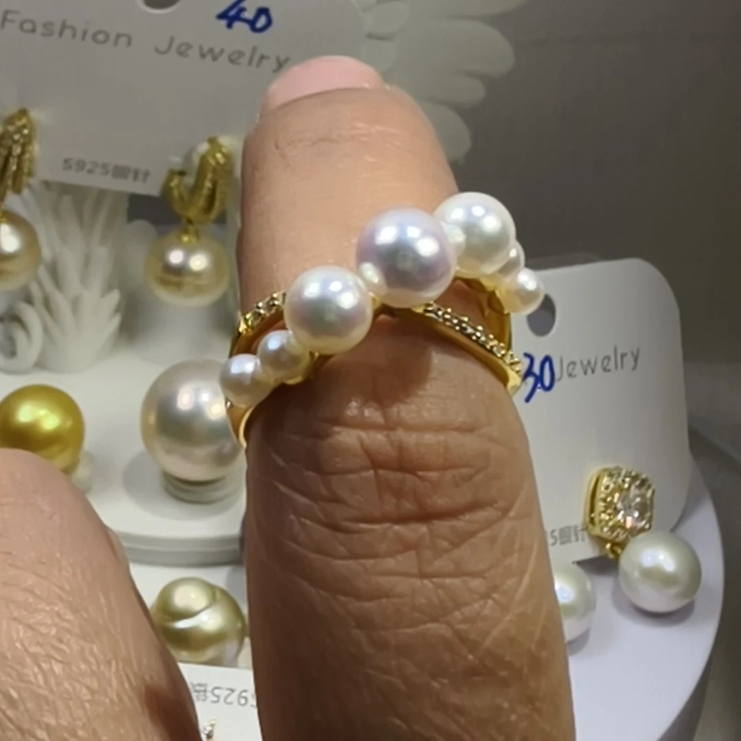 海水珍珠银S925镶嵌戒指