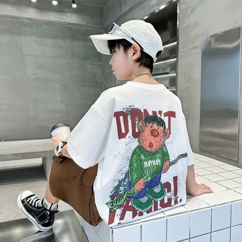 男童夏装短袖套装2025新款中大童儿童洋气男孩夏季网红炸街酷帅潮