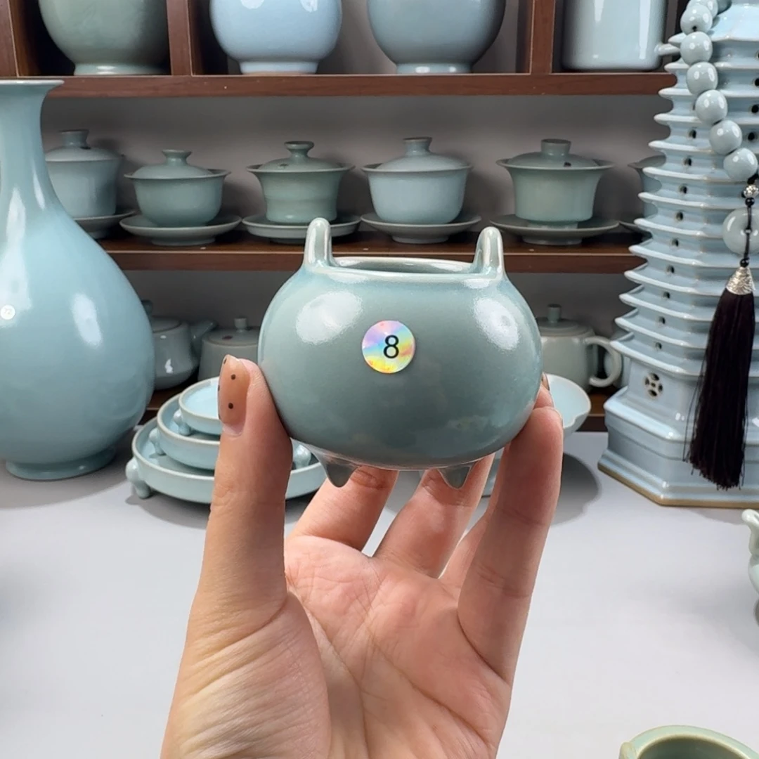 陶瓷摆件汝窑仿古釉线香炉