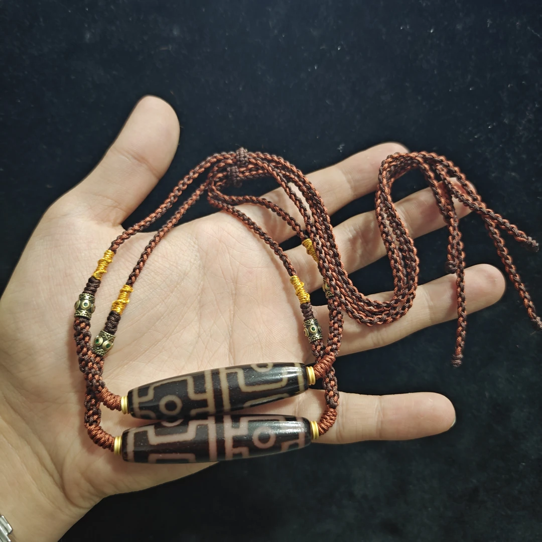 【曹掌柜精选】29 H92954-玛瑙DIY脖挂（四眼）-多样性发其一-13*58mm