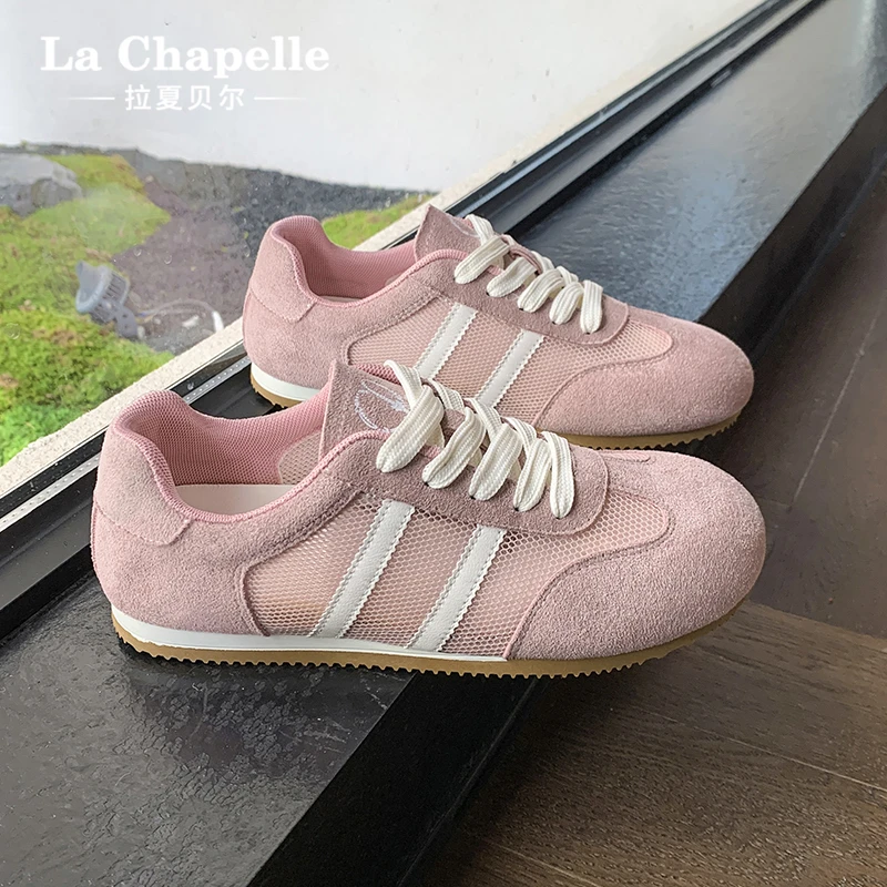 拉夏贝尔女鞋2025新款爆款春夏季平底德训鞋百搭运动休闲轻便板鞋