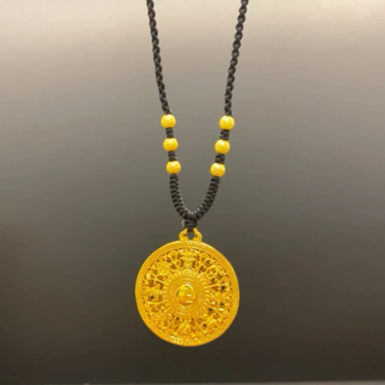 铜合金布艺项链 时尚手工编织古法珠万字小福盒项链双面精美传承