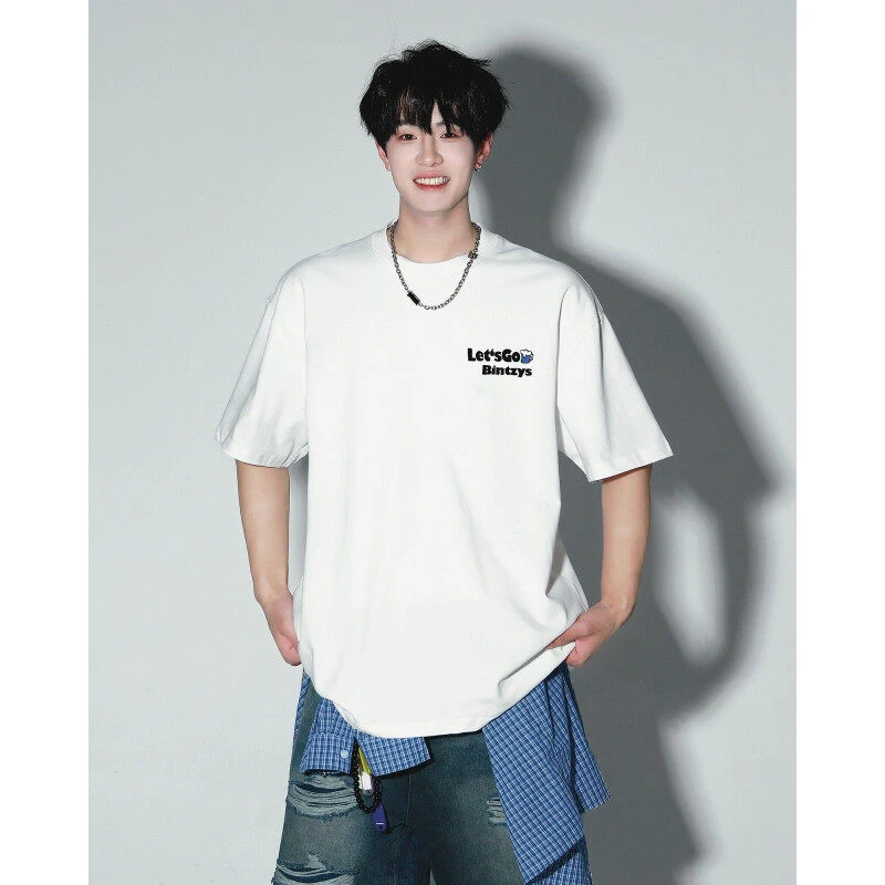 【沐白专属】 2025夏季重磅280克潮牌印花纯棉短袖潮流宽松情侣款