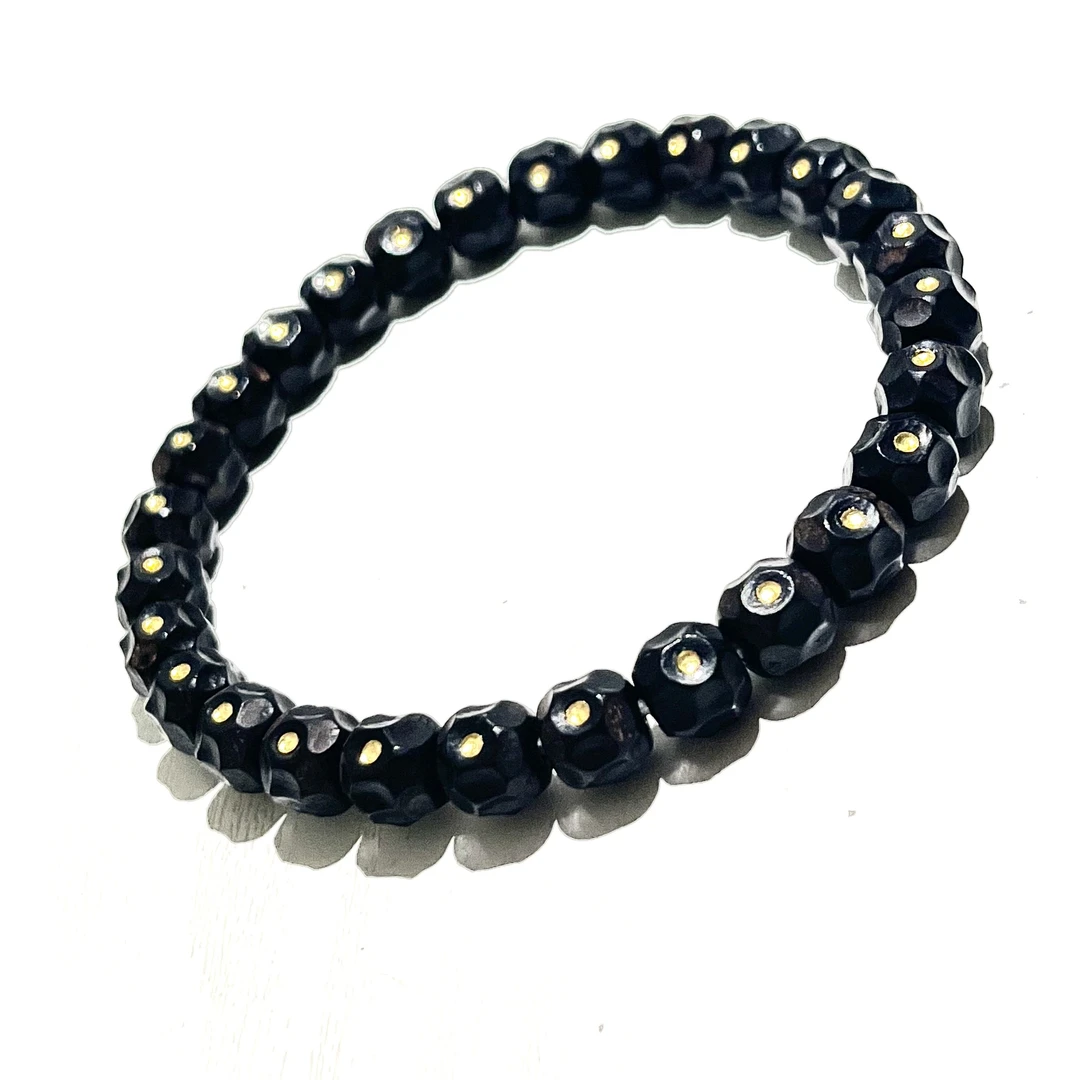 黄金-无相系列满工雕刻纯金镶嵌椰蒂手串