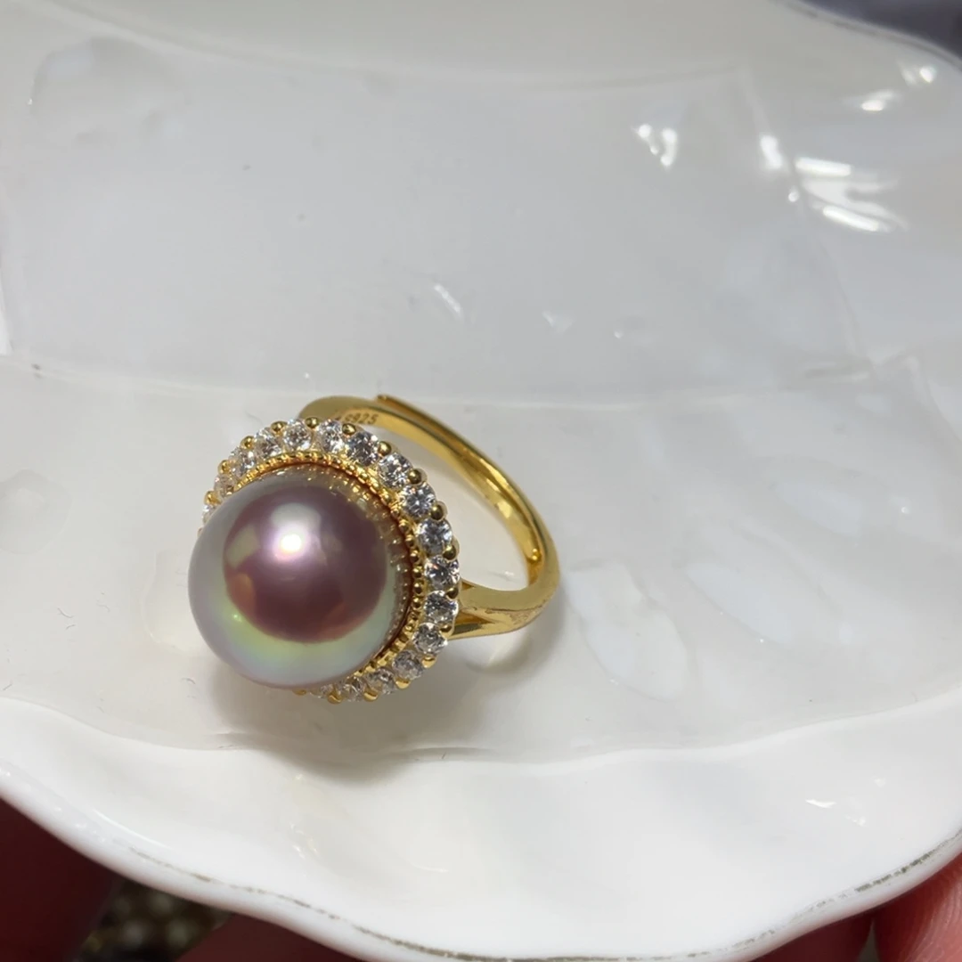 戒指银S925镶嵌淡水珍珠