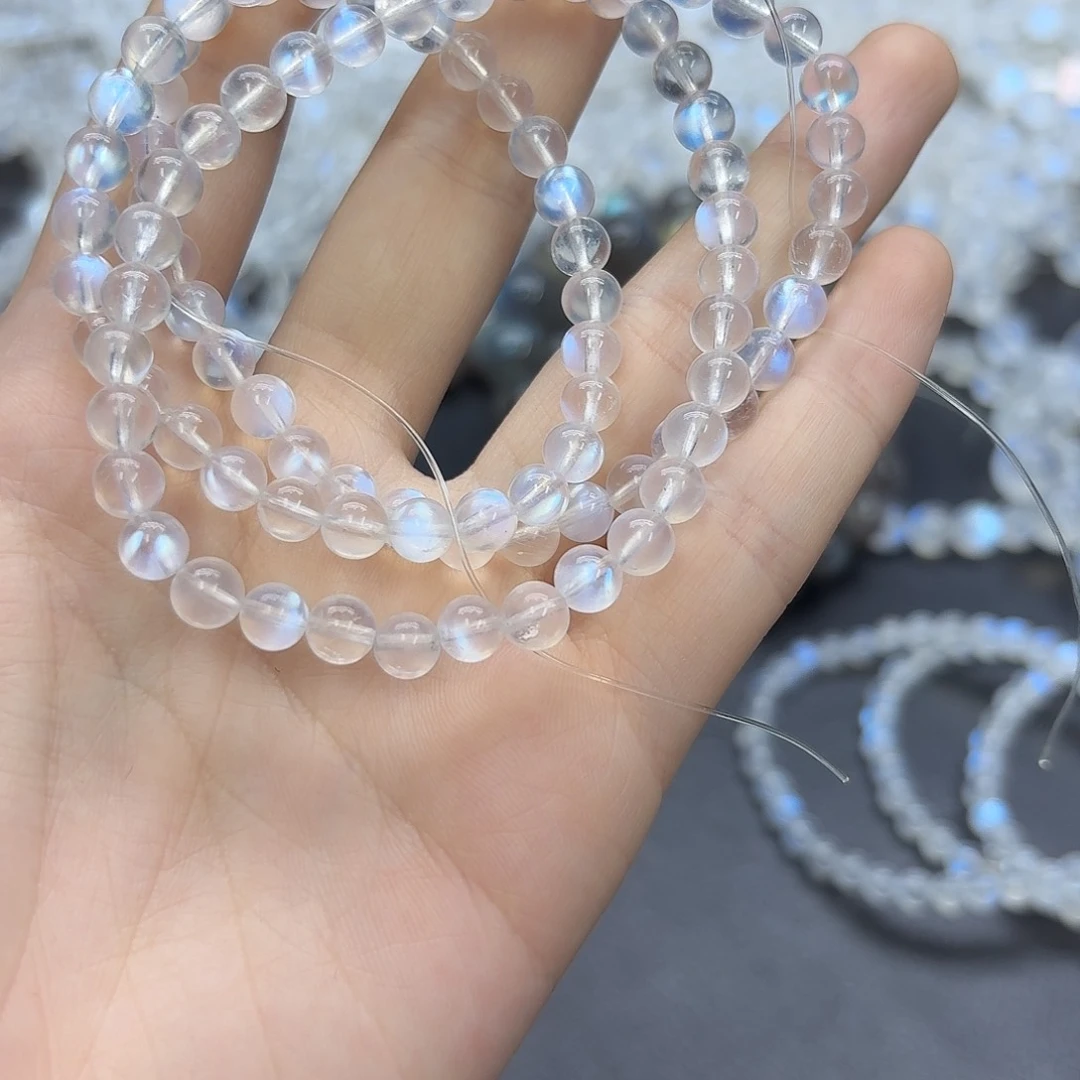 手链未镶嵌月光石四**y蓝月光多圈卡6mm左右