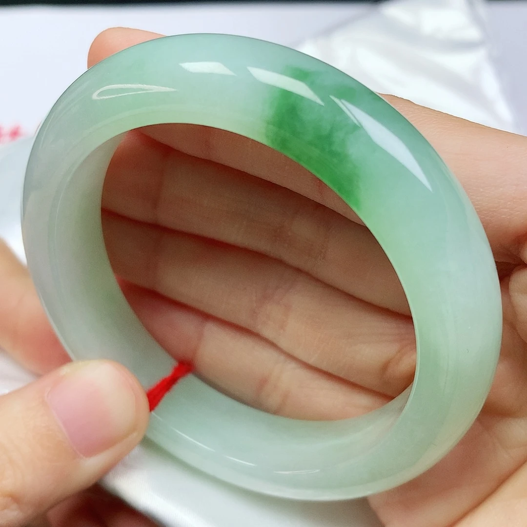 未镶嵌手镯翡翠51.9圈口冰甜绿364