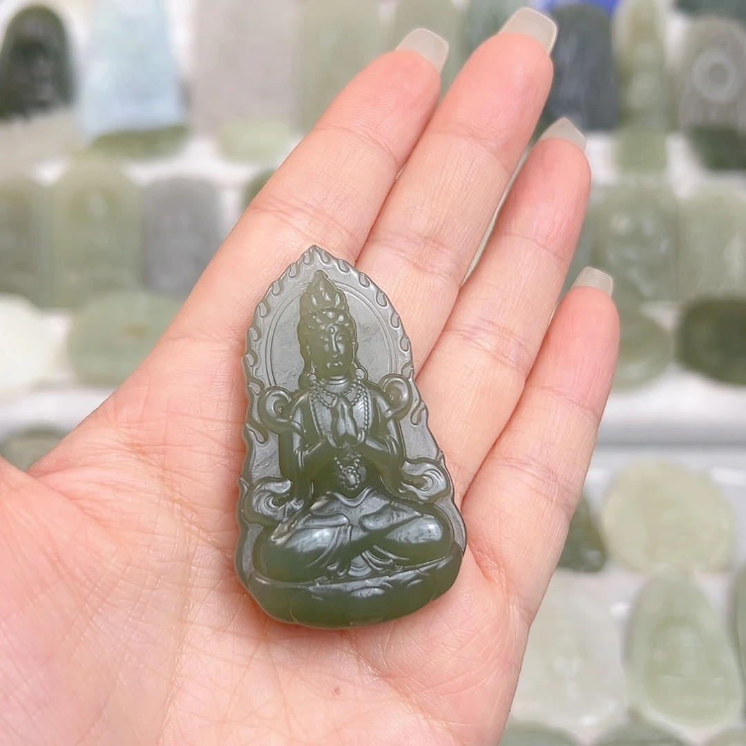 颈饰未镶嵌和田玉火焰观音