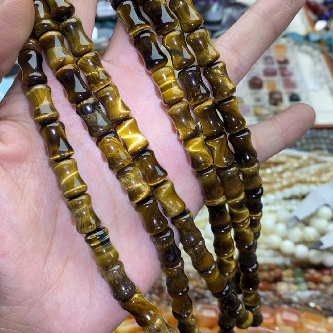 玛瑙/玉髓未镶嵌珠宝半成品一条天然8×12黄虎石竹节